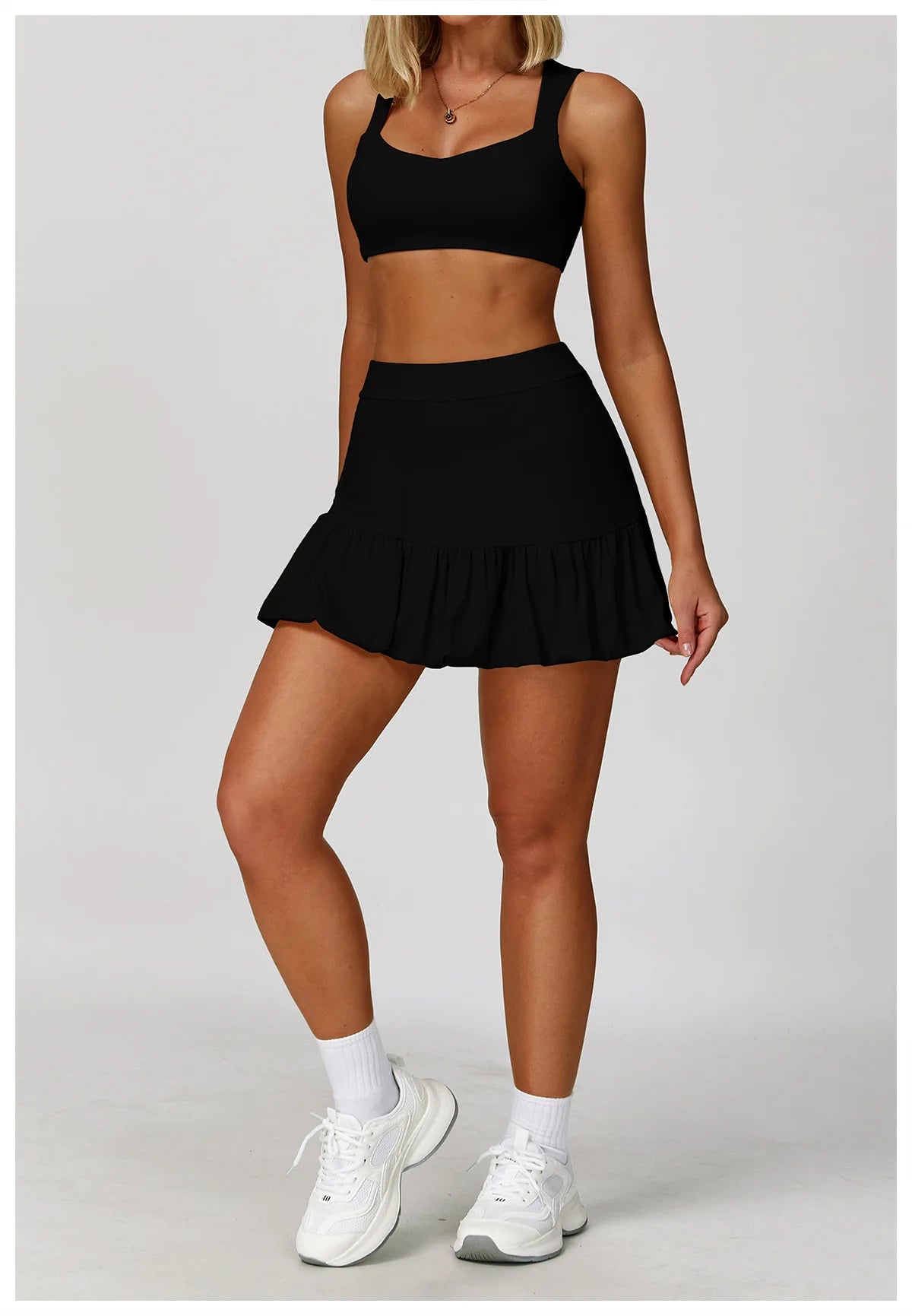 FlexMuse FitSkirt Set – 2-Piece Sports Bra & High Waist Skirt Workout Se