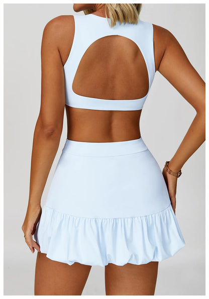 FlexMuse FitSkirt Set – 2-Piece Sports Bra & High Waist Skirt Workout Se