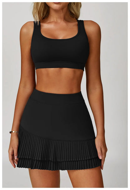 FlexMuse Glow Set – 2-Piece Skirt & Cutout Top Activewear