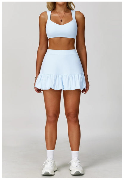 FlexMuse FitSkirt Set – 2-Piece Sports Bra & High Waist Skirt Workout Se