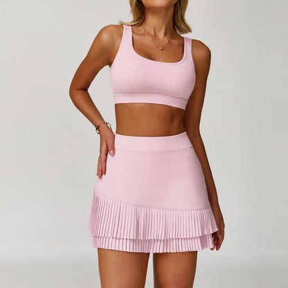 FlexMuse Glow Set – 2-Piece Skirt & Cutout Top Activewear