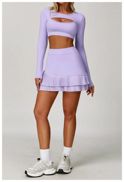 FlexMuse Glow Set – 2-Piece Skirt & Cutout Top Activewear