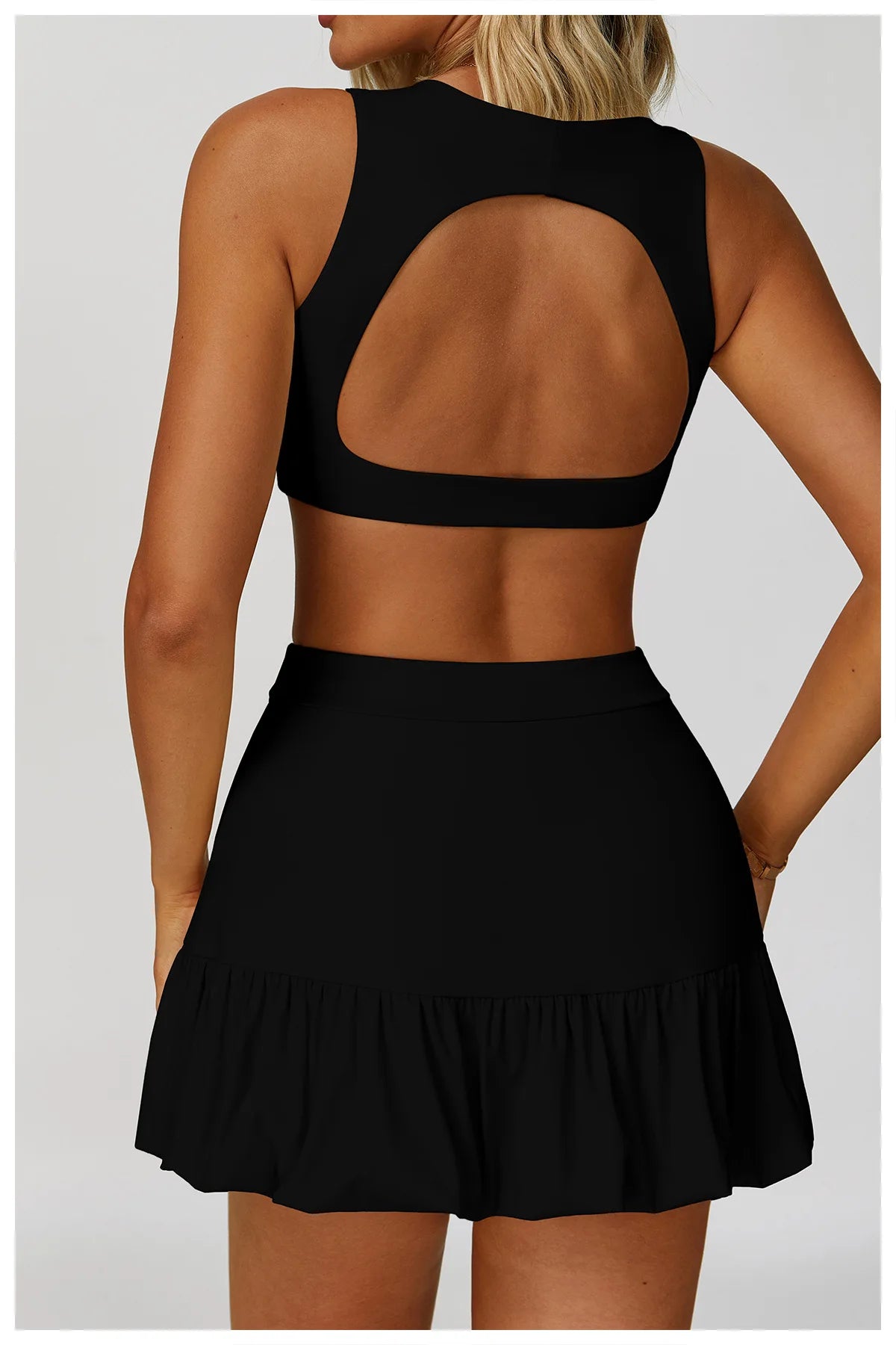 FlexMuse FitSkirt Set – 2-Piece Sports Bra & High Waist Skirt Workout Se