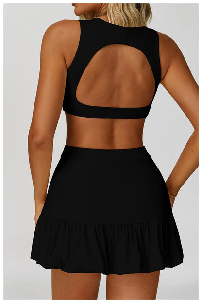 FlexMuse FitSkirt Set – 2-Piece Sports Bra & High Waist Skirt Workout Se