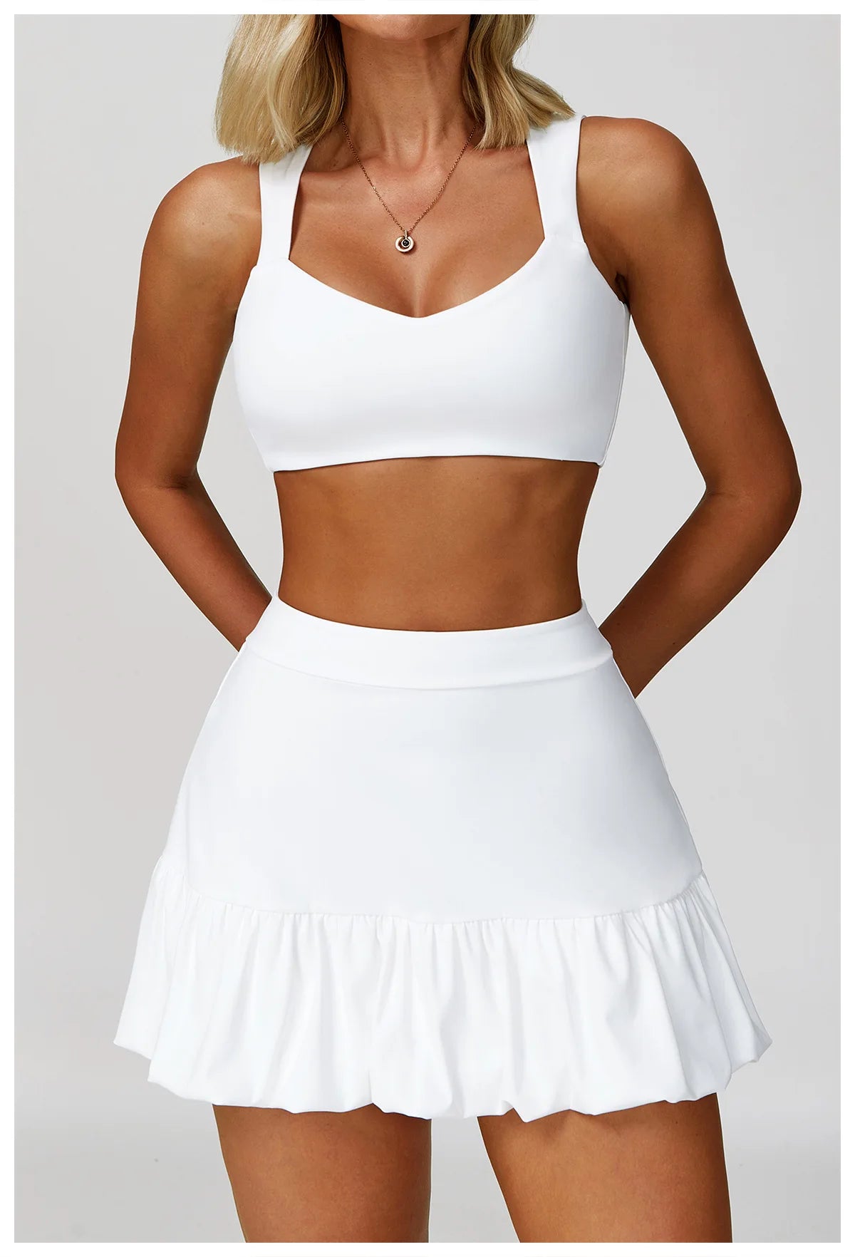 FlexMuse FitSkirt Set – 2-Piece Sports Bra & High Waist Skirt Workout Se