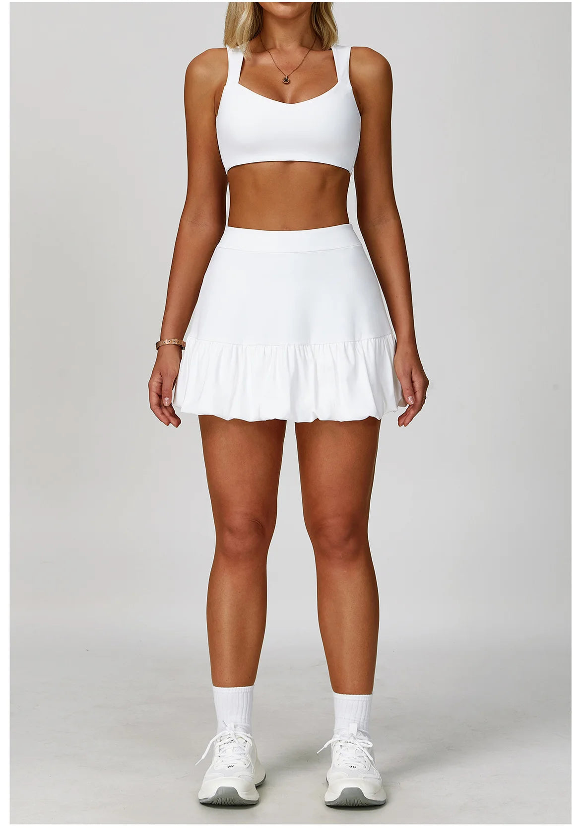 FlexMuse FitSkirt Set – 2-Piece Sports Bra & High Waist Skirt Workout Se