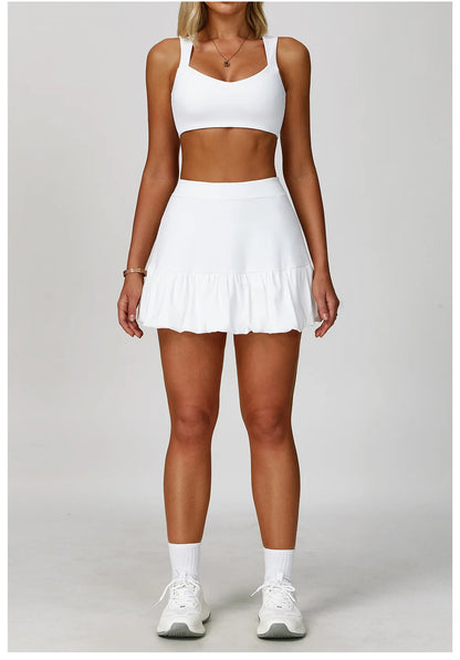 FlexMuse FitSkirt Set – 2-Piece Sports Bra & High Waist Skirt Workout Se