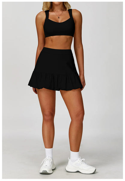 FlexMuse FitSkirt Set – 2-Piece Sports Bra & High Waist Skirt Workout Se