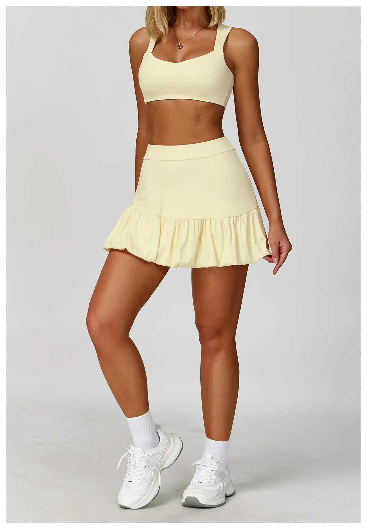 FlexMuse FitSkirt Set – 2-Piece Sports Bra & High Waist Skirt Workout Se