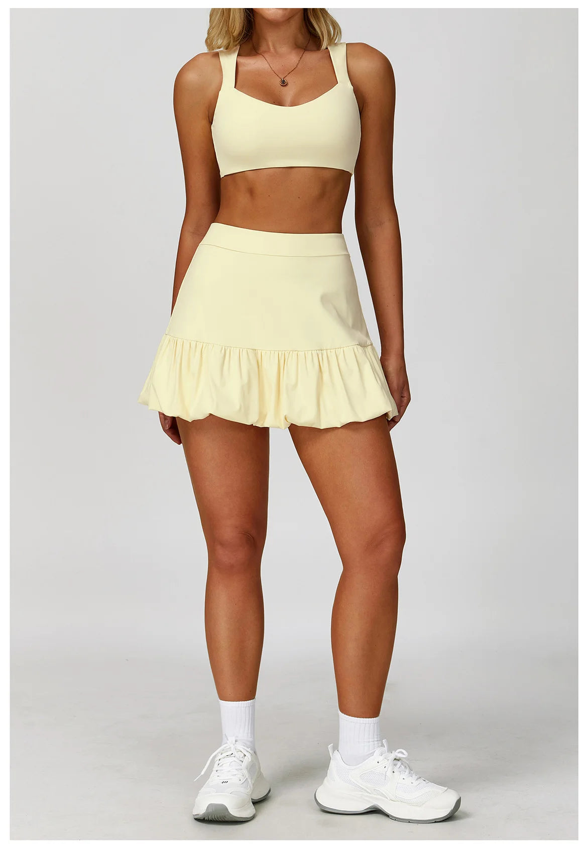 FlexMuse FitSkirt Set – 2-Piece Sports Bra & High Waist Skirt Workout Se