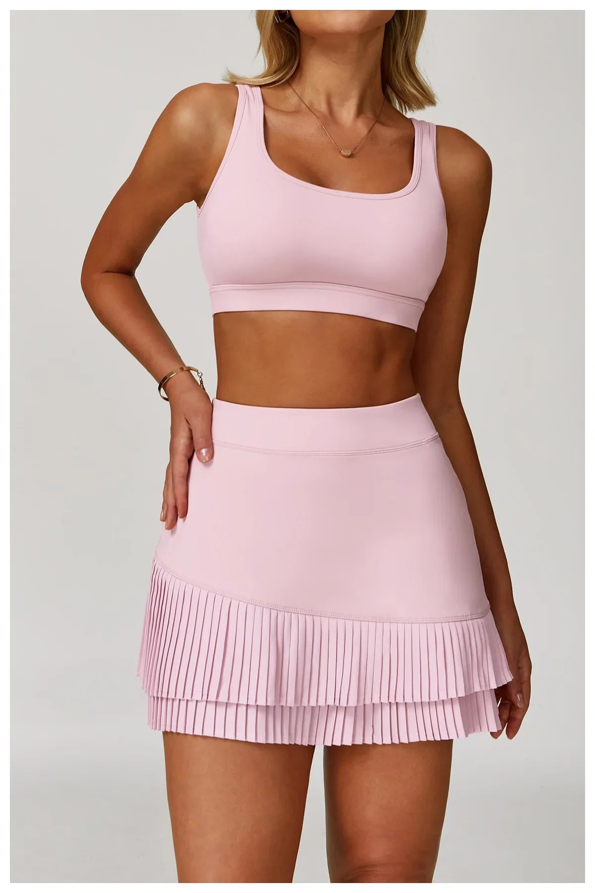 FlexMuse Glow Set – 2-Piece Skirt & Cutout Top Activewear