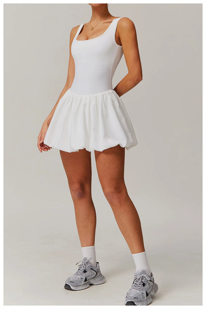 FlexMuse SculptFit One-Piece Jumpsuit –Athletic Dress with Inner Shorts