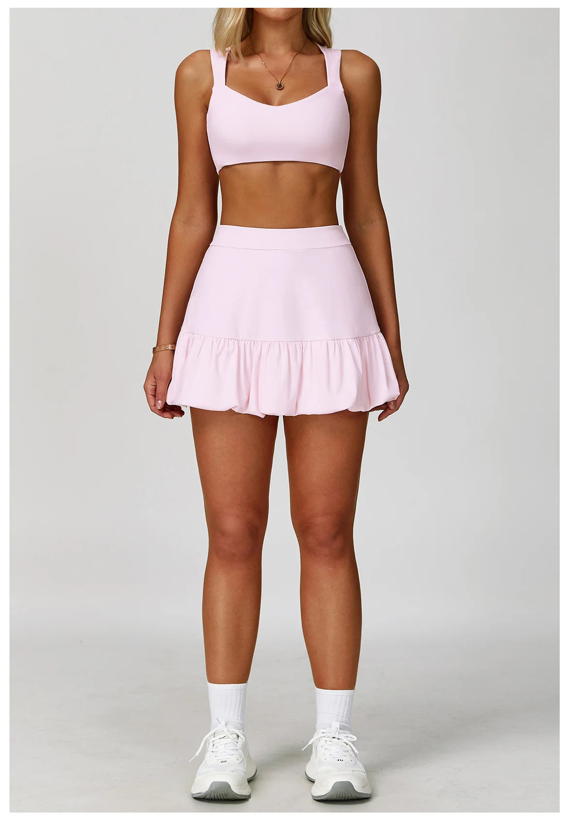 FlexMuse FitSkirt Set – 2-Piece Sports Bra & High Waist Skirt Workout Se