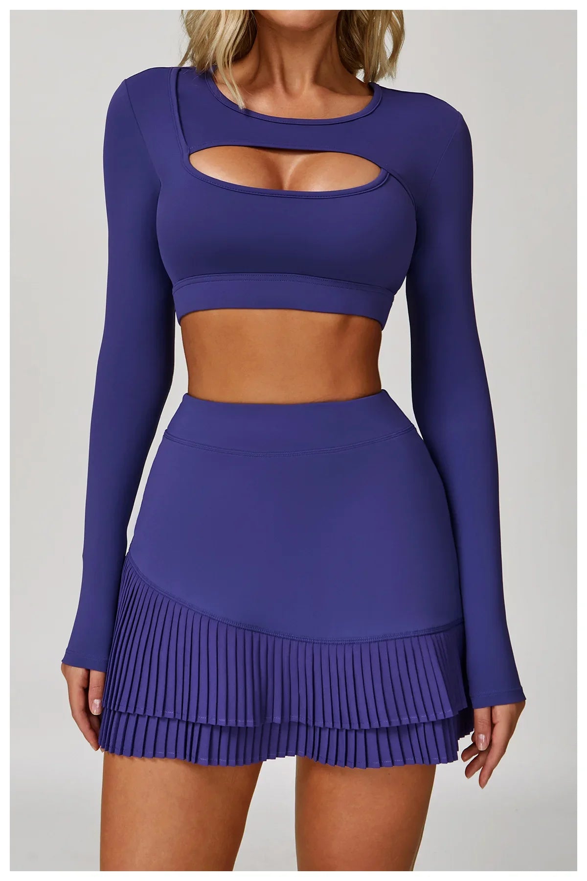 FlexMuse Glow Set – 2-Piece Skirt & Cutout Top Activewear