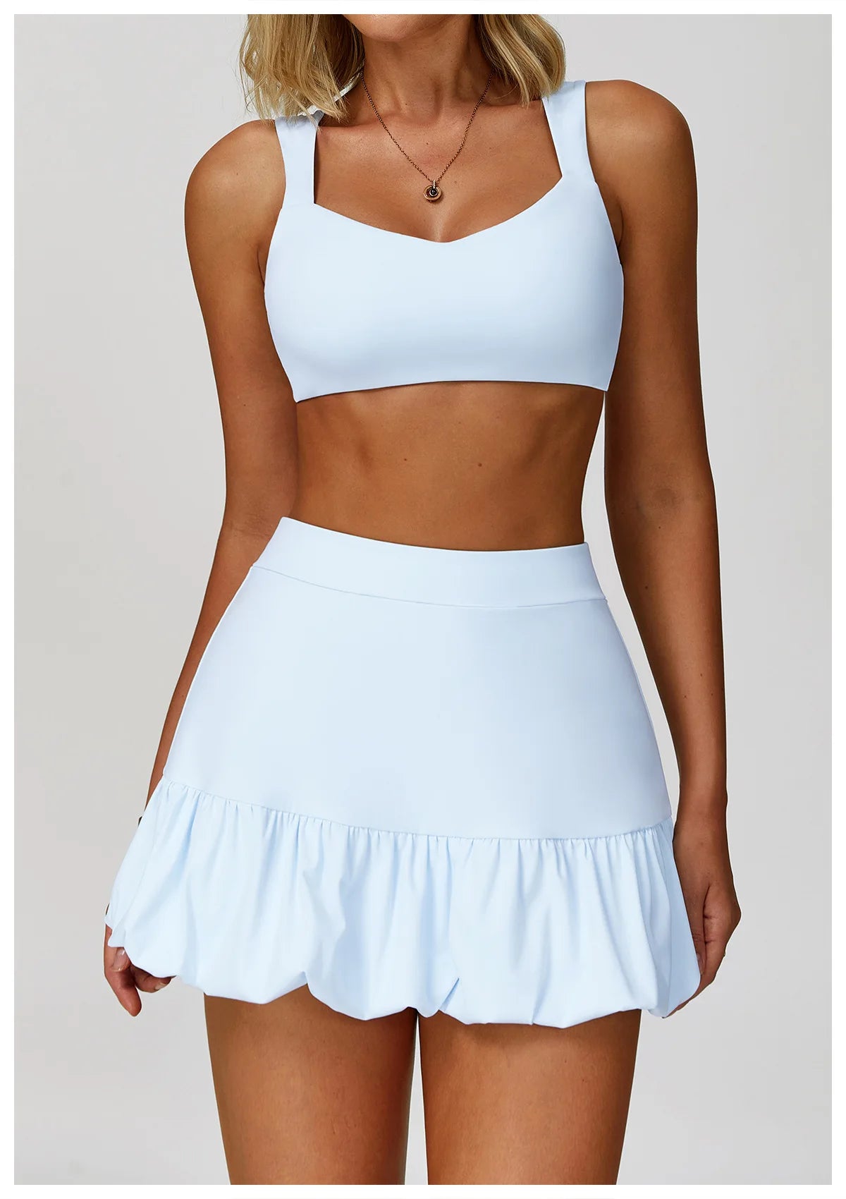 FlexMuse FitSkirt Set – 2-Piece Sports Bra & High Waist Skirt Workout Se