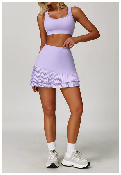 FlexMuse Glow Set – 2-Piece Skirt & Cutout Top Activewear