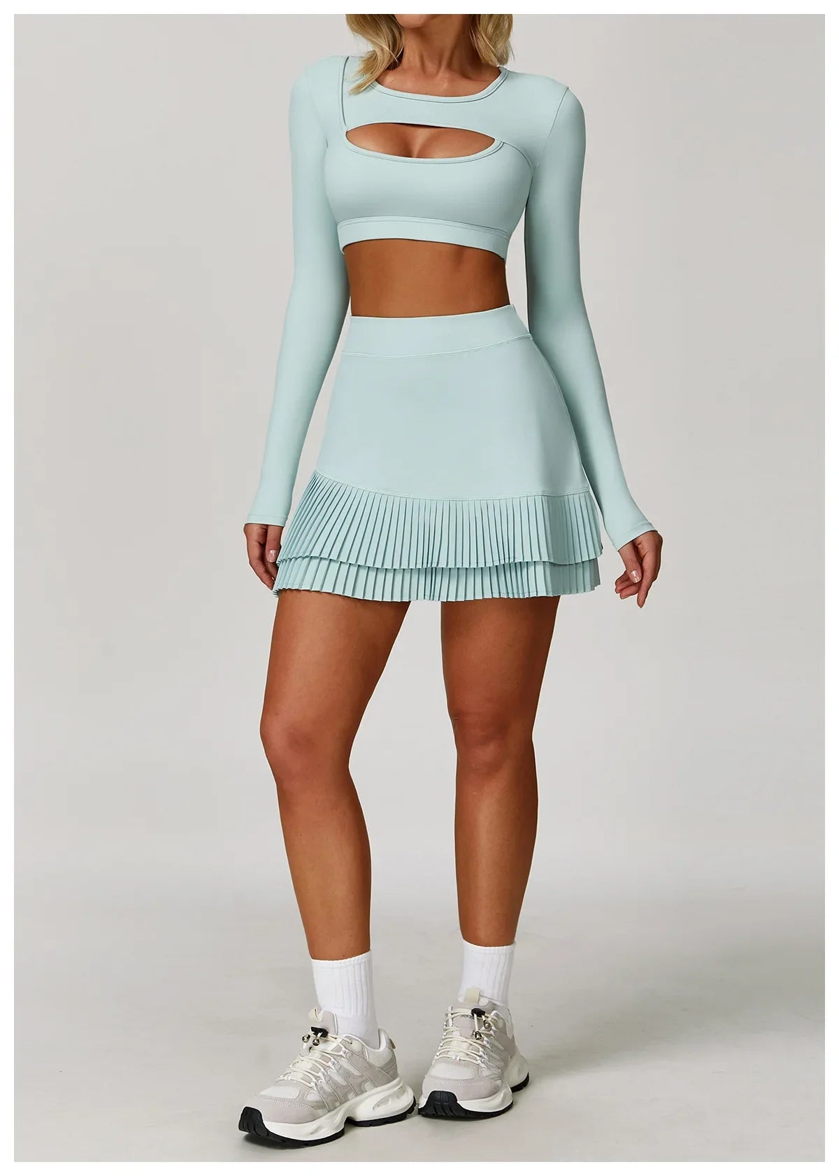 FlexMuse Glow Set – 2-Piece Skirt & Cutout Top Activewear