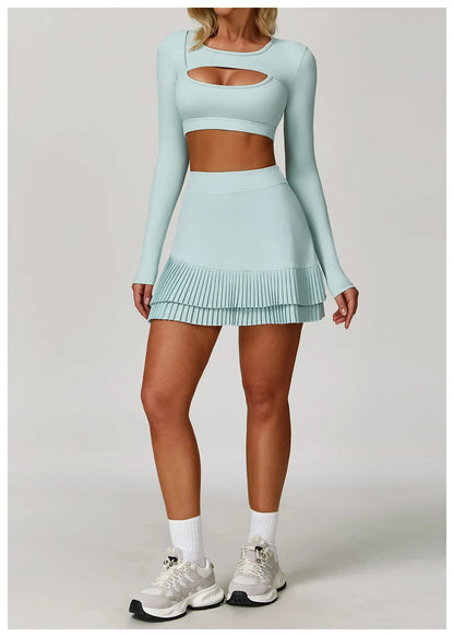 FlexMuse Glow Set – 2-Piece Skirt & Cutout Top Activewear