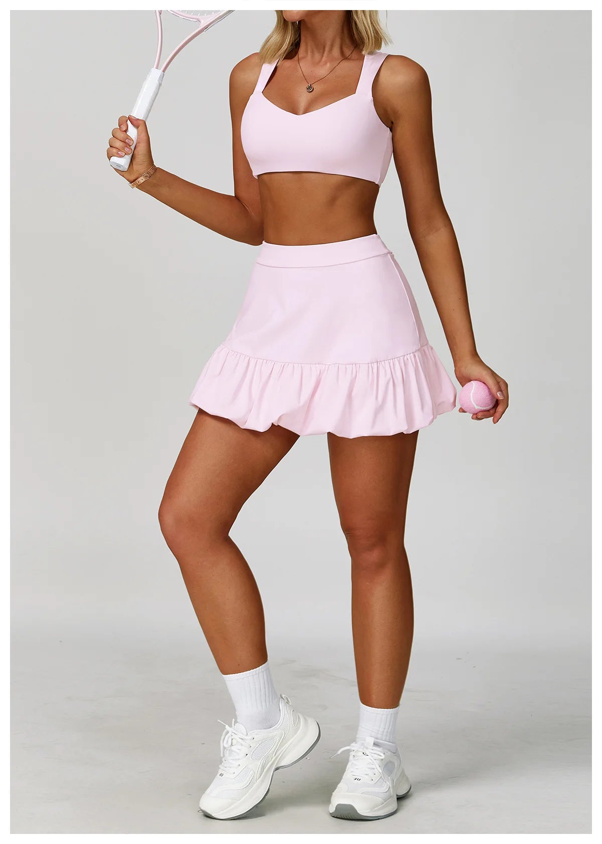 FlexMuse FitSkirt Set – 2-Piece Sports Bra & High Waist Skirt Workout Se