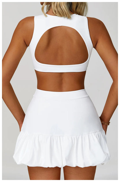 FlexMuse FitSkirt Set – 2-Piece Sports Bra & High Waist Skirt Workout Se