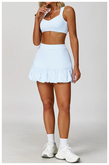 FlexMuse FitSkirt Set – 2-Piece Sports Bra & High Waist Skirt Workout Se