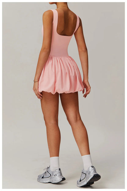 FlexMuse SculptFit One-Piece Jumpsuit –Athletic Dress with Inner Shorts